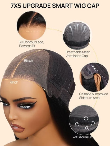 Straight Bob Wig 7x5 Pre-Bleached Natural Looking Glueless Wig