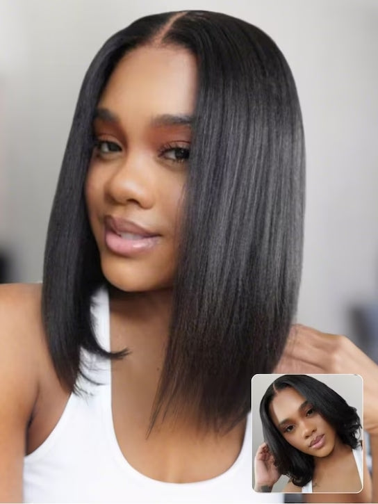 Straight Bob Wig 7x5 Pre-Bleached Natural Looking Glueless Wig